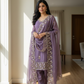 Lilac Embroidered Suit Set (with Scallop Border Dupatta)