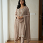 Mocha Embroidered Suit Set (with Matching Dupatta)