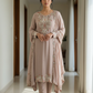 Mocha Embroidered Suit Set (with Matching Dupatta)