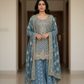 Persian Blue Embroidered Sharara Suit Set