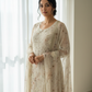 Beige Chikankari Floral Suit Set