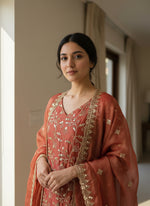 Rust Zari Vine Embroidered Suit Set