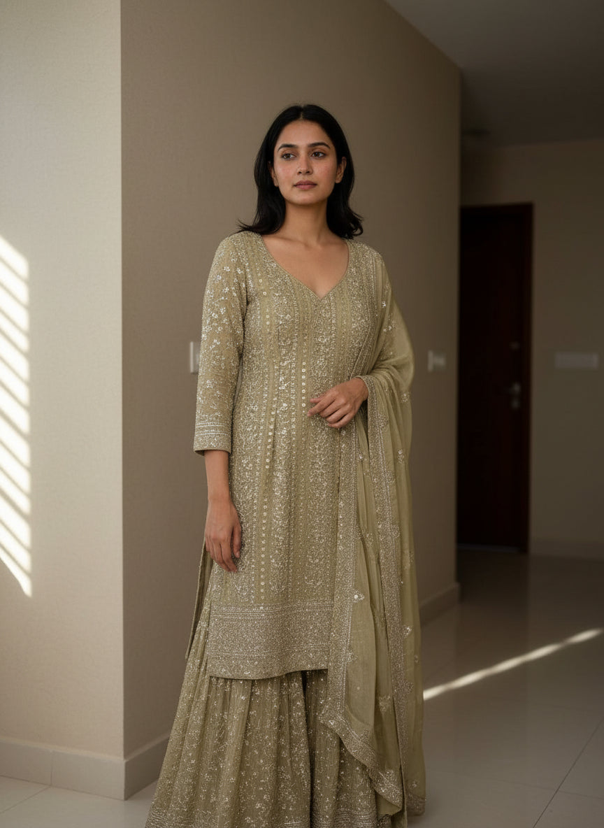 Champagne Gold Sequin Kurta Set