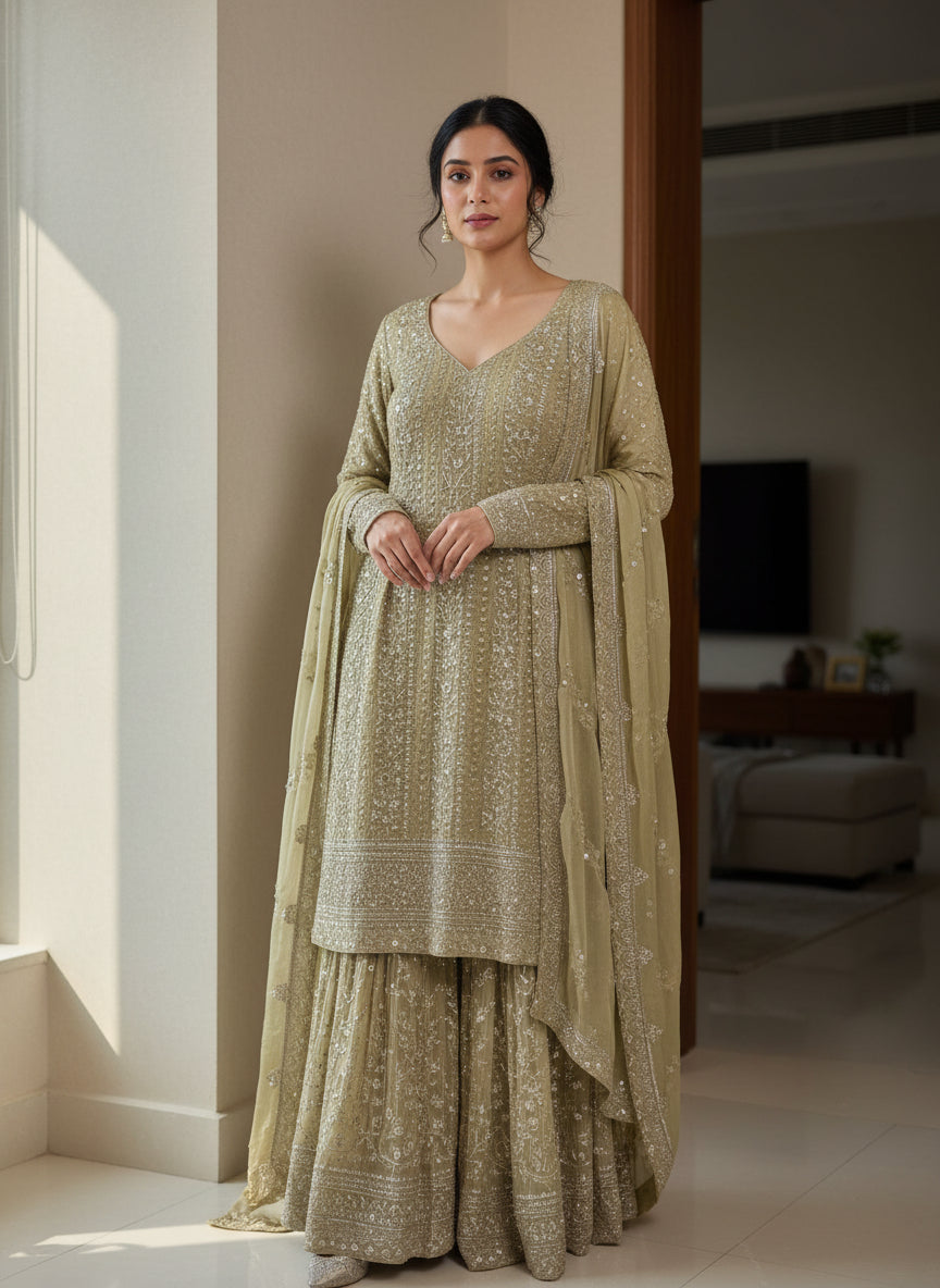 Champagne Gold Sequin Kurta Set