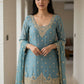 Teal Zari Embroidered Sharara Suit Set