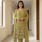 Olive Embroidered Long Kurta Set