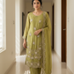Olive Embroidered Long Kurta Set