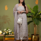 Soft taupe embroidered suit with dupatta.