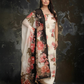  Ivory floral suit with a contrasting black dupatta 