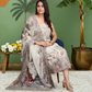 Printed suit with intricate patterns and a flowy dupatta 
